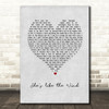 Patrick Swayze She's like the Wind Grey Heart Song Lyric Wall Art Print
