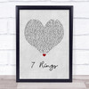 Ariana Grande 7 Rings Grey Heart Song Lyric Quote Music Print