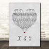 Coldplay X & Y Grey Heart Song Lyric Quote Music Print