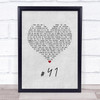 Dave Matthews Band #41 Grey Heart Song Lyric Quote Music Print