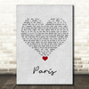 Friendly Fires Paris Grey Heart Song Lyric Quote Music Print