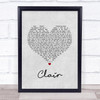 Gilbert O`Sullivan CLAIR Grey Heart Song Lyric Quote Music Print