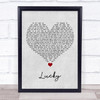 Jason Mraz Lucky Grey Heart Song Lyric Quote Music Print