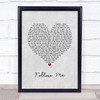 John Denver Follow Me Grey Heart Song Lyric Quote Music Print