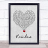 Kacey Musgraves Rainbow Grey Heart Song Lyric Quote Music Print