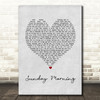 Maroon 5 Sunday Morning Grey Heart Song Lyric Quote Music Print