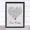 The Who I'm Free Grey Heart Song Lyric Quote Music Print