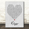 Prince Kiss Grey Heart Song Lyric Quote Print