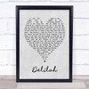 Tom Jones Delilah Grey Heart Song Lyric Quote Print