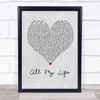 K-Ci & JoJo All My Life Grey Heart Song Lyric Quote Print