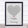 Trey Songz Simply Amazing Grey Heart Song Lyric Quote Print