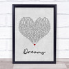 Van Halen Dreams Grey Heart Song Lyric Quote Print