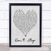 Don't Stop Fleetwood Mac Grey Heart Song Lyric Quote Print