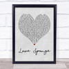Buju Banton Love Sponge Grey Heart Song Lyric Quote Print