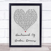 Green Day Boulevard Of Broken Dreams Grey Heart Song Lyric Quote Print