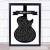 Oasis Whatever Black & White Guitar Song Lyric Print