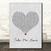 Jess Glynne Take Me Home Grey Heart Song Lyric Quote Print