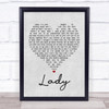 Kenny Rogers Lady Grey Heart Song Lyric Quote Print