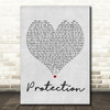 Massive Attack Protection Grey Heart Song Lyric Quote Print