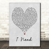 Maverick Sabre I Need Grey Heart Song Lyric Quote Print