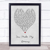 You Make My Dreams Hall & Oates Grey Heart Song Lyric Quote Print