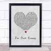 N-Dubz No One Knows Grey Heart Song Lyric Quote Print