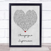 Oasis Champagne Supernova Grey Heart Song Lyric Quote Print