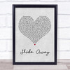 Oasis Slide Away Grey Heart Song Lyric Quote Print