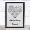 Pink Floyd Comfortably Numb Grey Heart Song Lyric Quote Print
