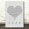 Plain White T's 1, 2, 3, 4 Grey Heart Song Lyric Quote Print