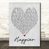 Happier Ed Sheeran Grey Heart Song Lyric Quote Print