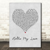 Westlife Hello My Love Grey Heart Song Lyric Quote Print