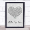 Westlife Hello My Love Grey Heart Song Lyric Quote Print