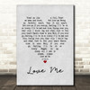 Elvis Presley Love Me Grey Heart Quote Song Lyric Print