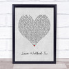 Thunder Love Walked In Grey Heart Quote Song Lyric Print