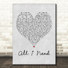 AWOLNATION All I Need Grey Heart Song Lyric Print