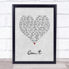 Elvis Presley Don't Grey Heart Song Lyric Print