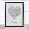 Rag'n'Bone Man Skin Grey Heart Song Lyric Print