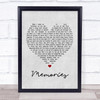 Shawn Mendes Memories Grey Heart Song Lyric Print