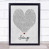 Sing Ed Sheeran Grey Heart Song Lyric Quote Print