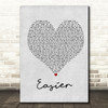 5 Seconds Of Summer Easier Grey Heart Song Lyric Print