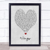 Birdy Wings Grey Heart Song Lyric Print