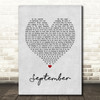 Earth, Wind & Fire September Grey Heart Song Lyric Print