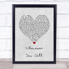 Mariah Carey Whenever You Call Grey Heart Song Lyric Print