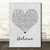 Mumford & Sons Believe Grey Heart Song Lyric Print