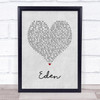 The Script Eden Grey Heart Song Lyric Print