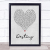 Zero 7 Destiny Grey Heart Song Lyric Print