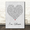 Celine Dion I'm Alive Grey Heart Song Lyric Quote Print