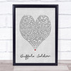 Buffalo Soldier Bob Marley Grey Heart Song Lyric Quote Print