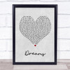 Gabrielle Dreams Grey Heart Song Lyric Quote Print